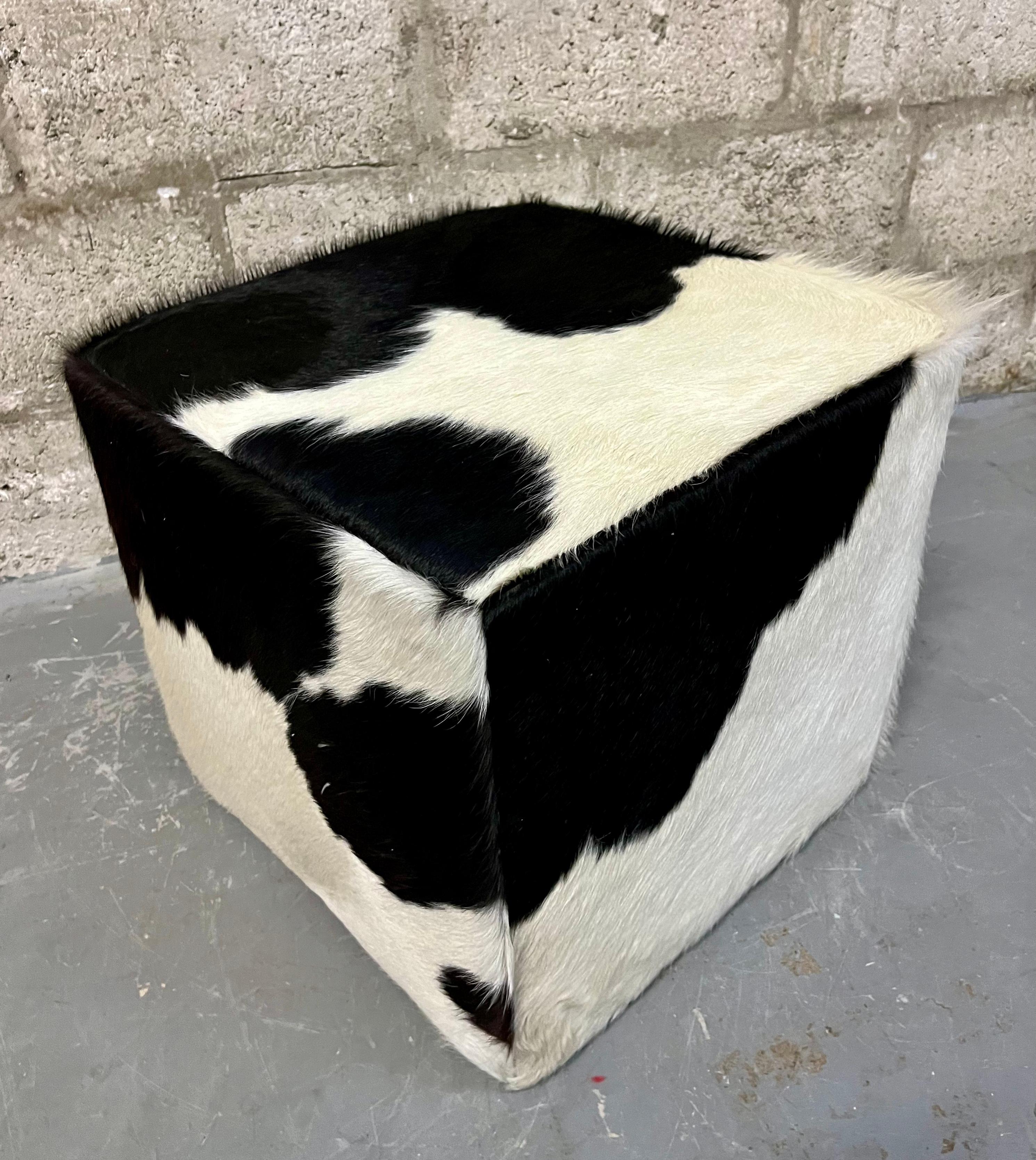 A Pair of Late 20th Century Cow Hide Ottomans/ Footstools. For Sale 7