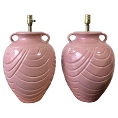 Pair of Late 20th Century Two Handles Jar Ceramic Table Lamps