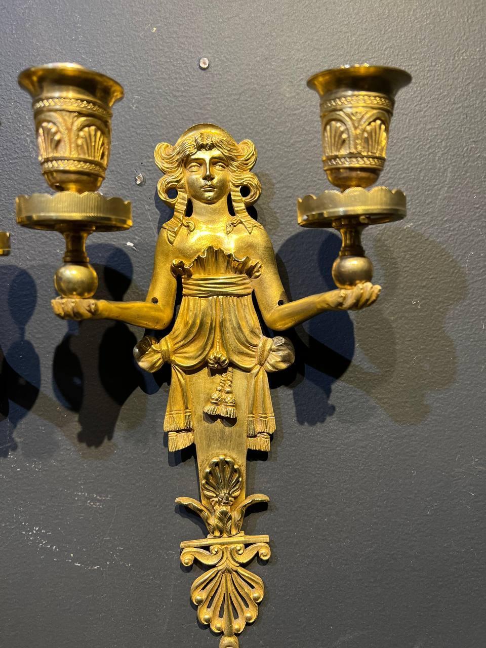 Bronze Late 19th Century French Empire Sconces For Sale