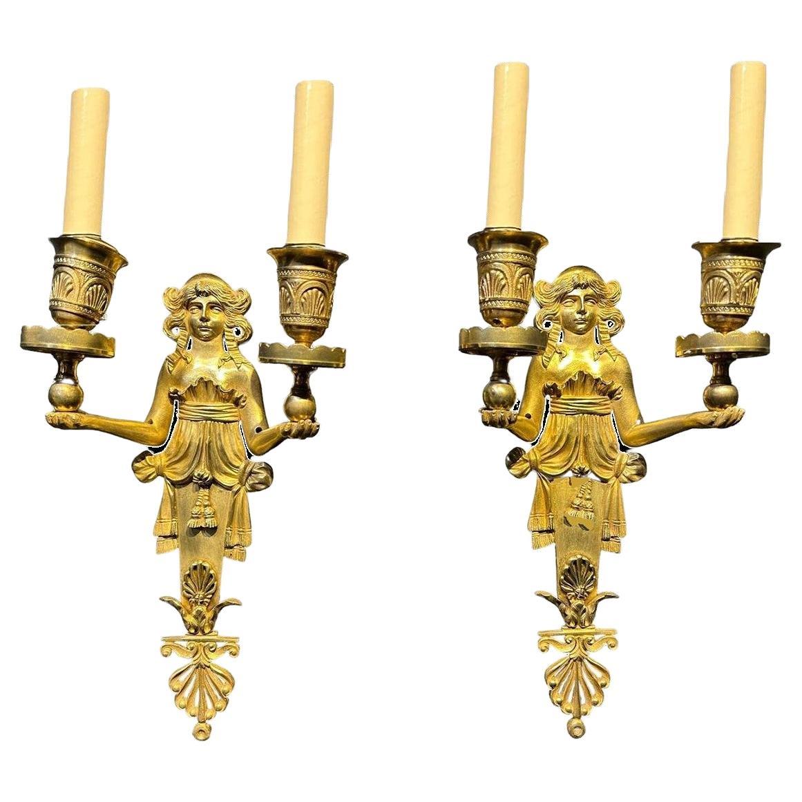 Late 19th Century French Empire Sconces For Sale