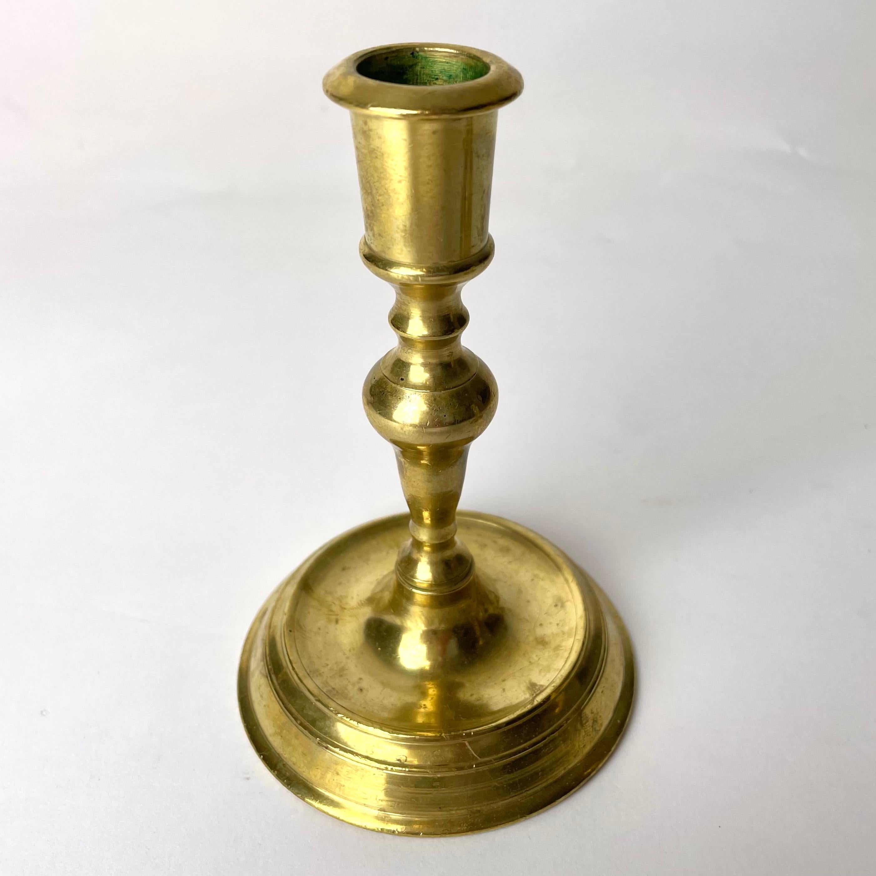 A Pair of Late Baroque Candlesticks, Brass, Early 18th Century For Sale 1