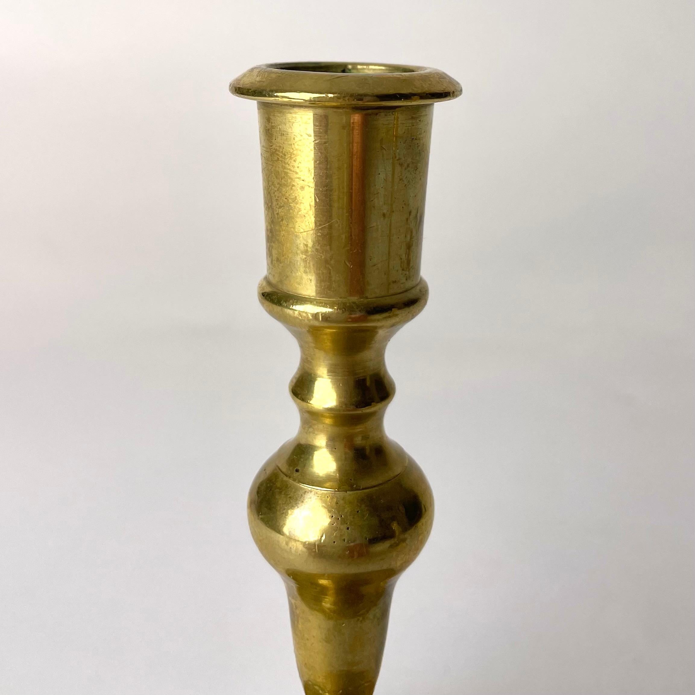 A Pair of Late Baroque Candlesticks, Brass, Early 18th Century For Sale 3