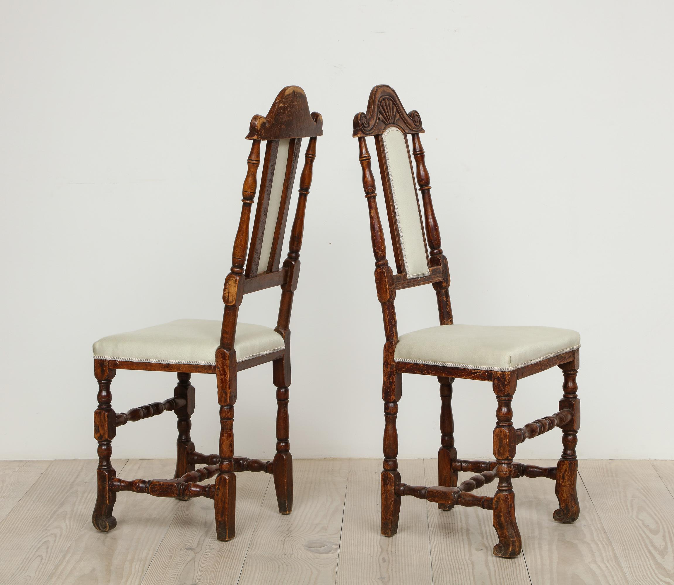18th Century and Earlier Pair of Late Baroque Swedish Chairs, Origin, Sweden, Circa 1750-1760 For Sale