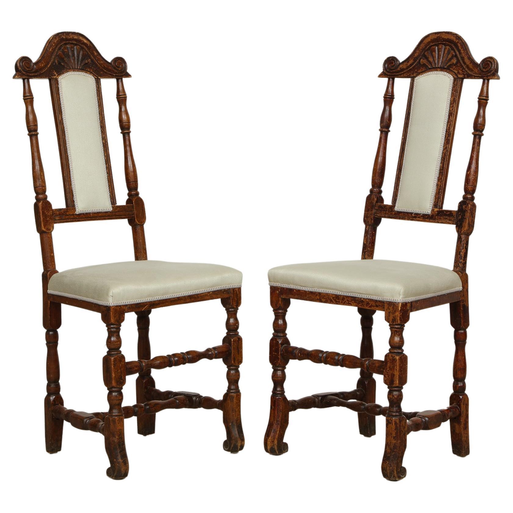 Pair of Late Baroque Swedish Chairs, Origin, Sweden, Circa 1750-1760 For Sale