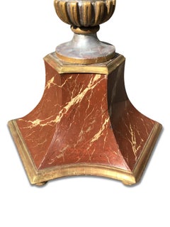 A pair of late C19th silver and gilt decorated standard lamps