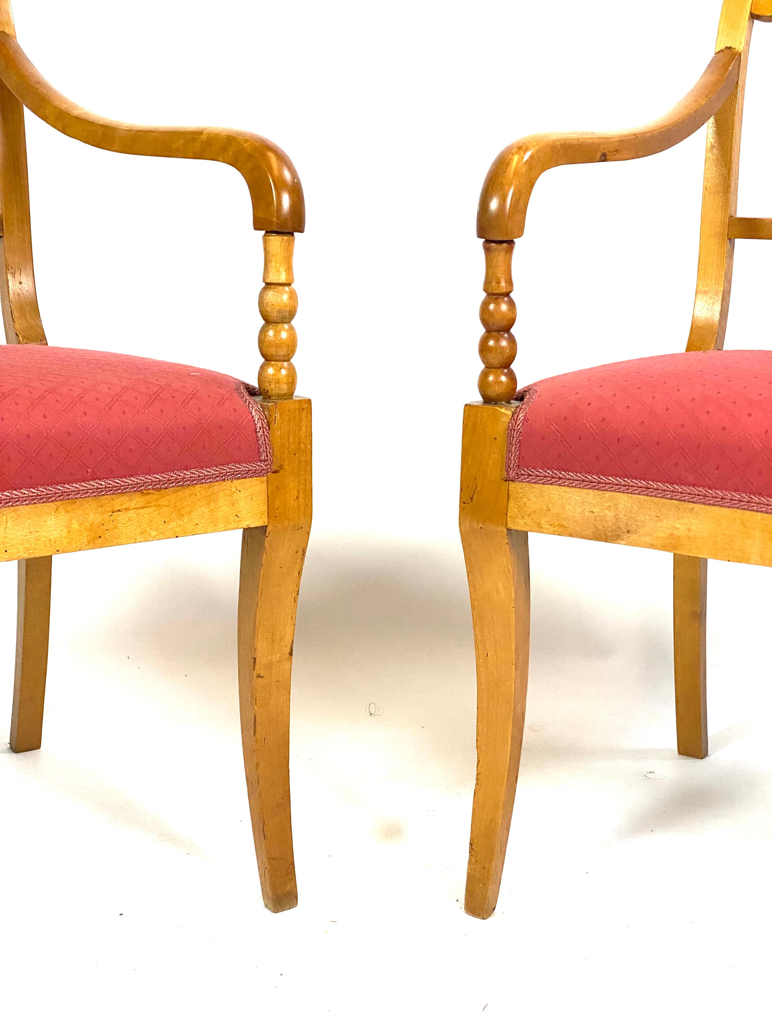 Pair of Late Empire Armchairs in Birch from the 1840s For Sale 4