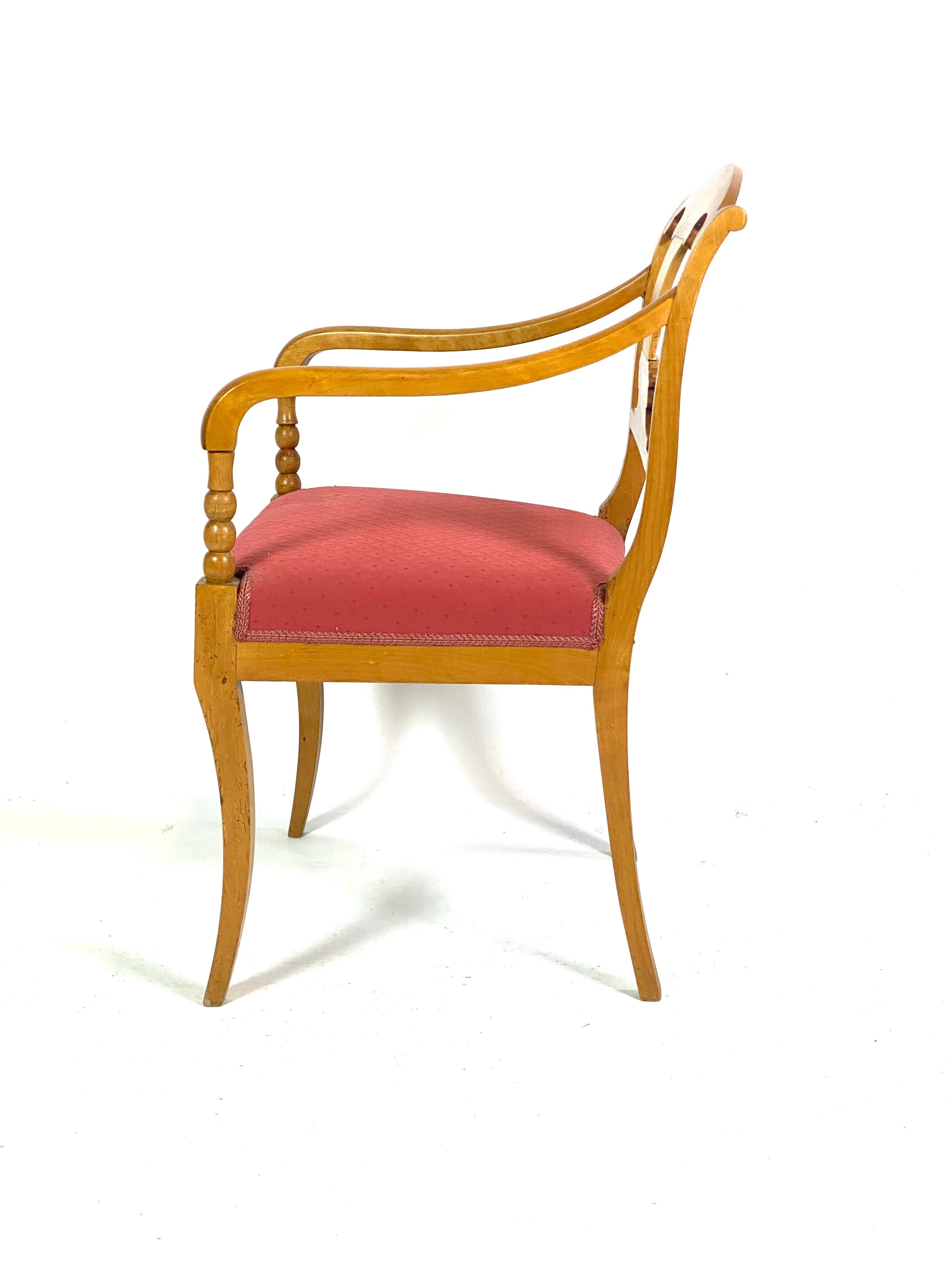 Danish Pair of Late Empire Armchairs in Birch from the 1840s For Sale
