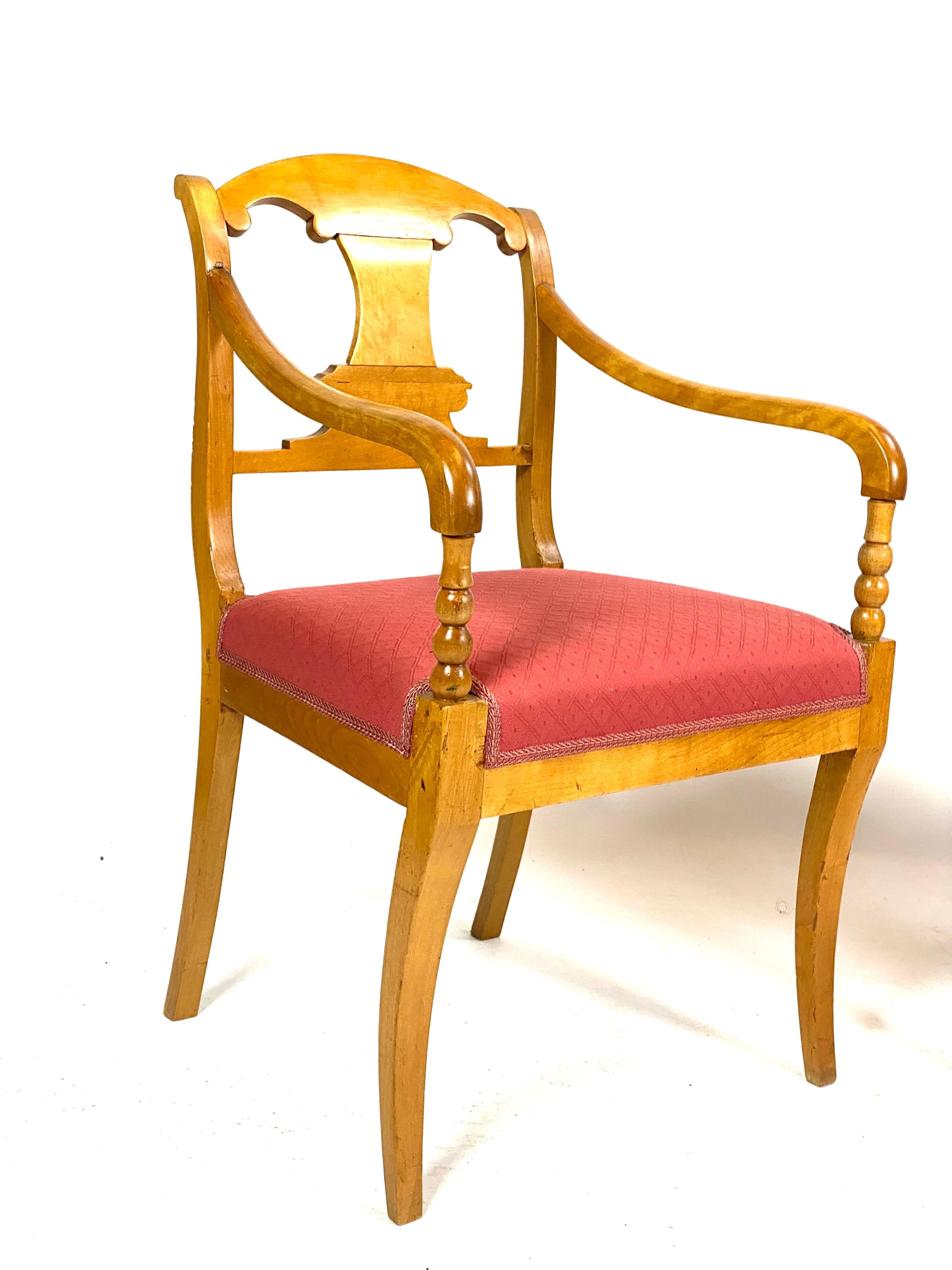Paire de fauteuils Empire en bouleau des années 1840 en vente 3
