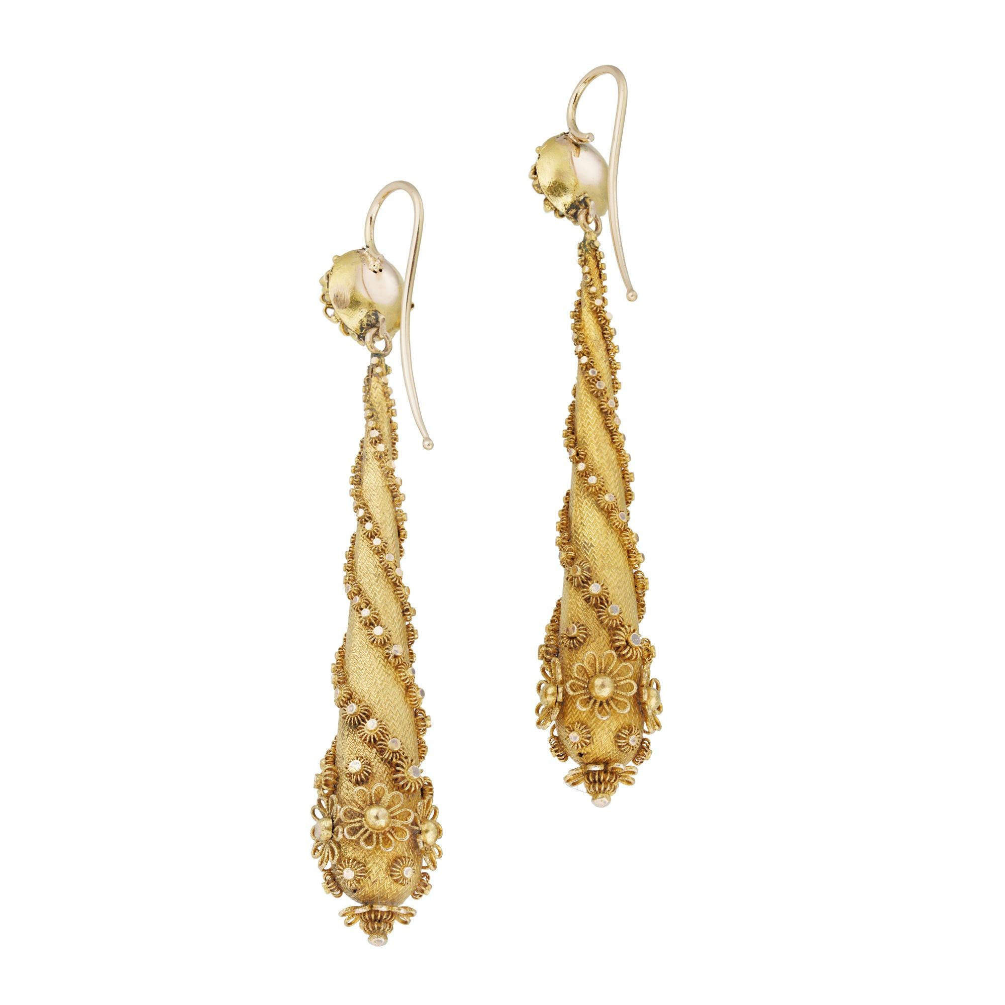 A Pair Of Late Georgian Gold Drop Earrings In Good Condition For Sale In London, GB