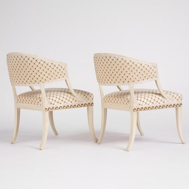 Swedish A pair of late Gustavian open-armchairs by E. Öhrmark For Sale