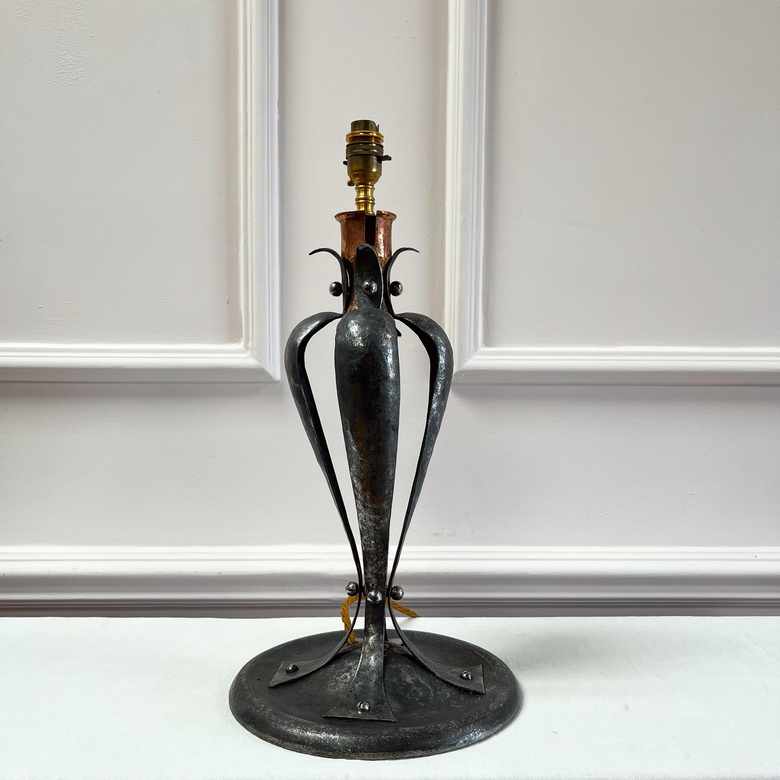 Forged A Pair of Late Nineteenth Century Arts and Crafts Lamps  For Sale