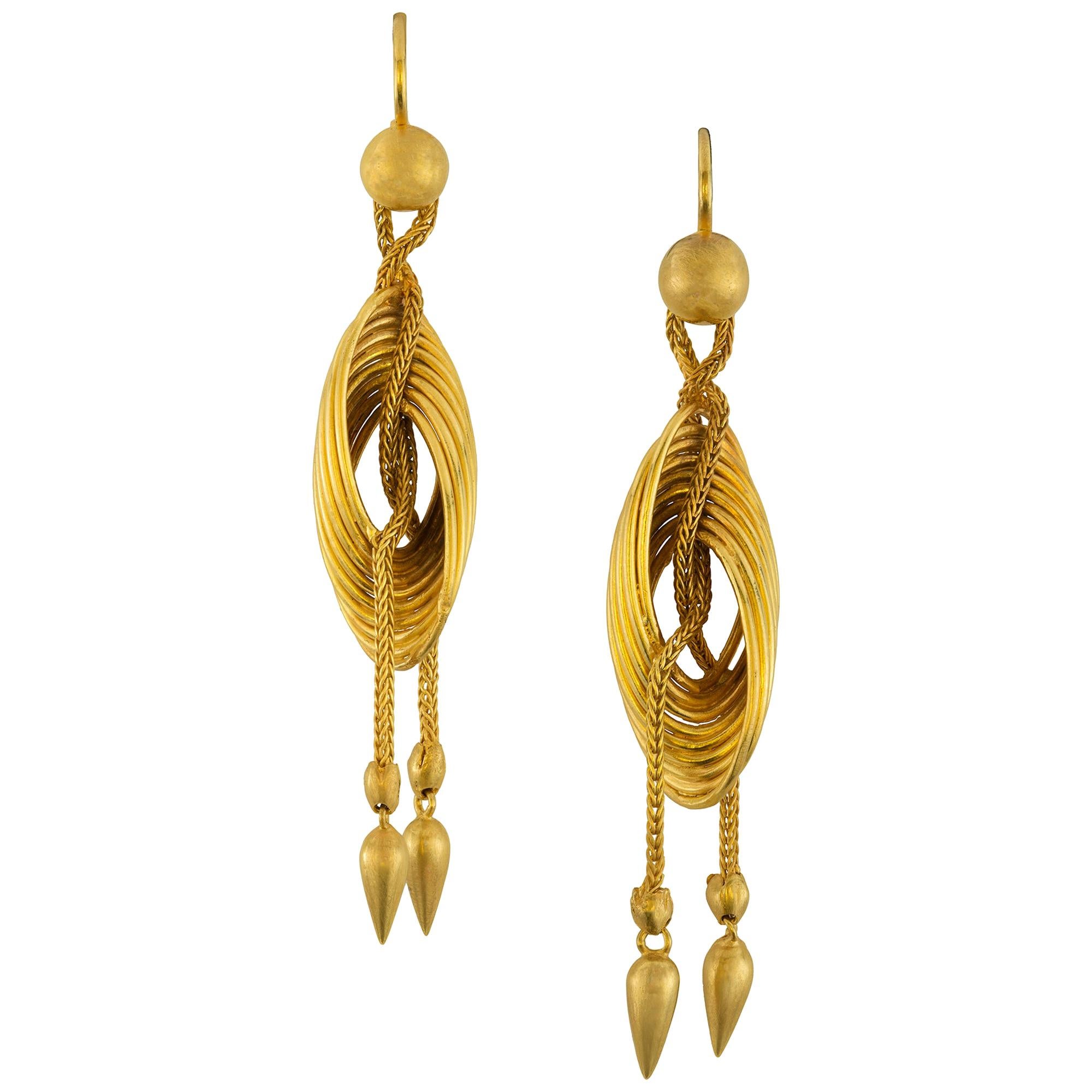 Pair of Late 19th Century Gold Drop Earrings