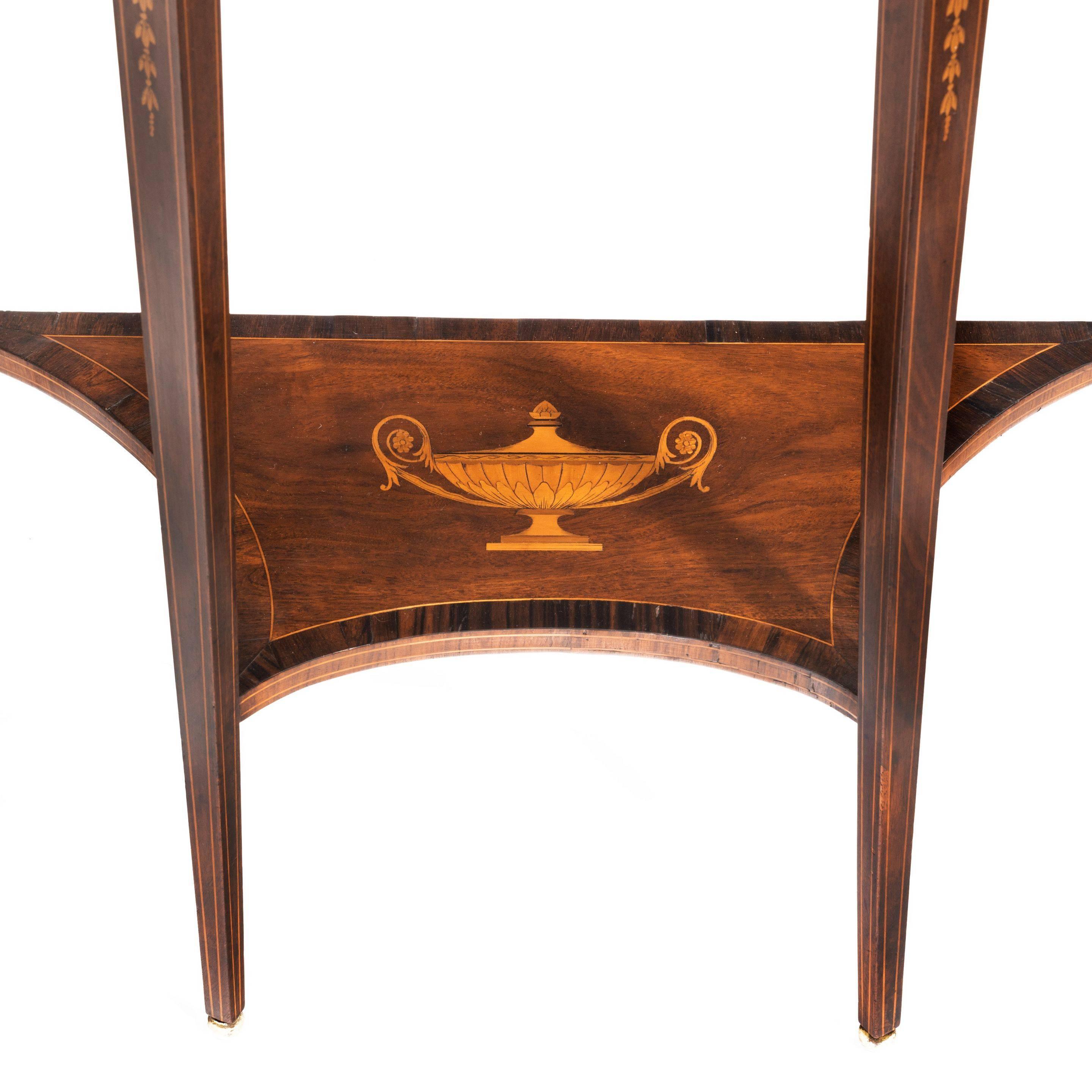 Late 19th Century Pair of Late Victorian Demilune Mahogany Console Tables