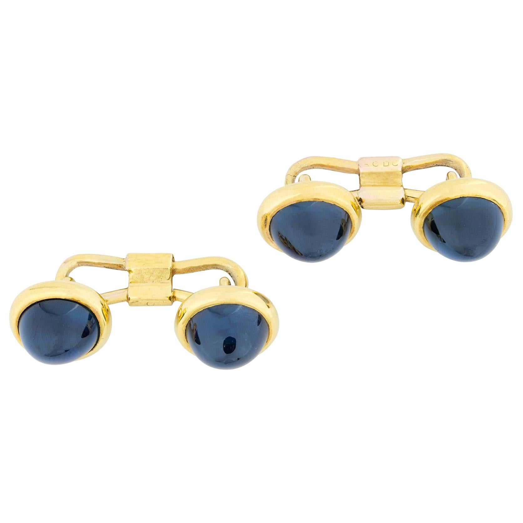 Pair of Late Victorian Sapphire and Yellow Gold Cufflinks