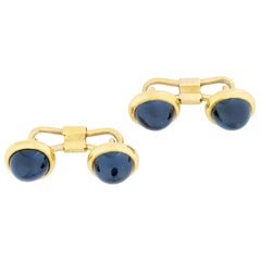 Antique Pair of Late Victorian Sapphire and Yellow Gold Cufflinks