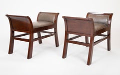 Pair of Leather Benches Designed by Jacques Grange for John Widdicomb