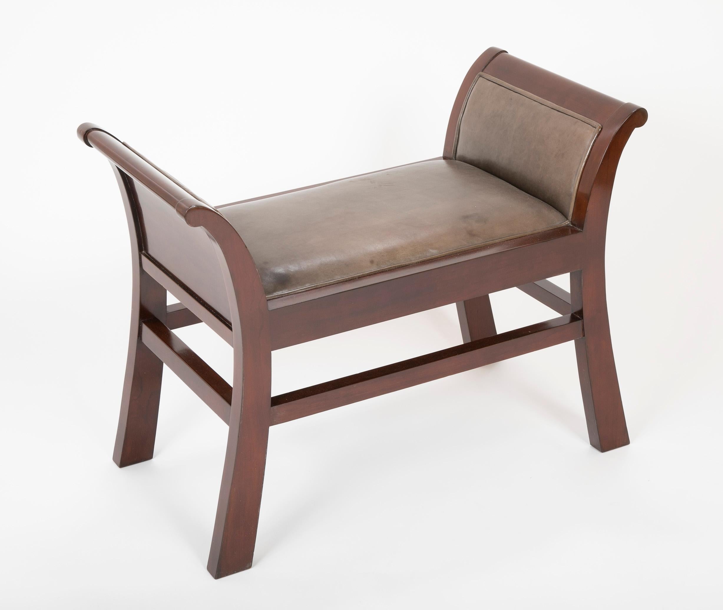 20th Century Pair of Leather Benches Designed by Jacques Grange for John Widdicomb