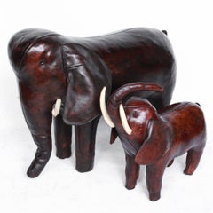 Pair of Leather Elephant Foot Stools