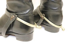 Pair of Leather Ladies Riding Boots with Accessories, Early 20th Century