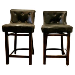 Pair of Leather Seat High Bar-Stools Bar or Kitchen Stools These Are a Great 