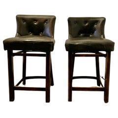 Pair of Leather Seat High Bar-Stools Bar or Kitchen Stools These Are a Great