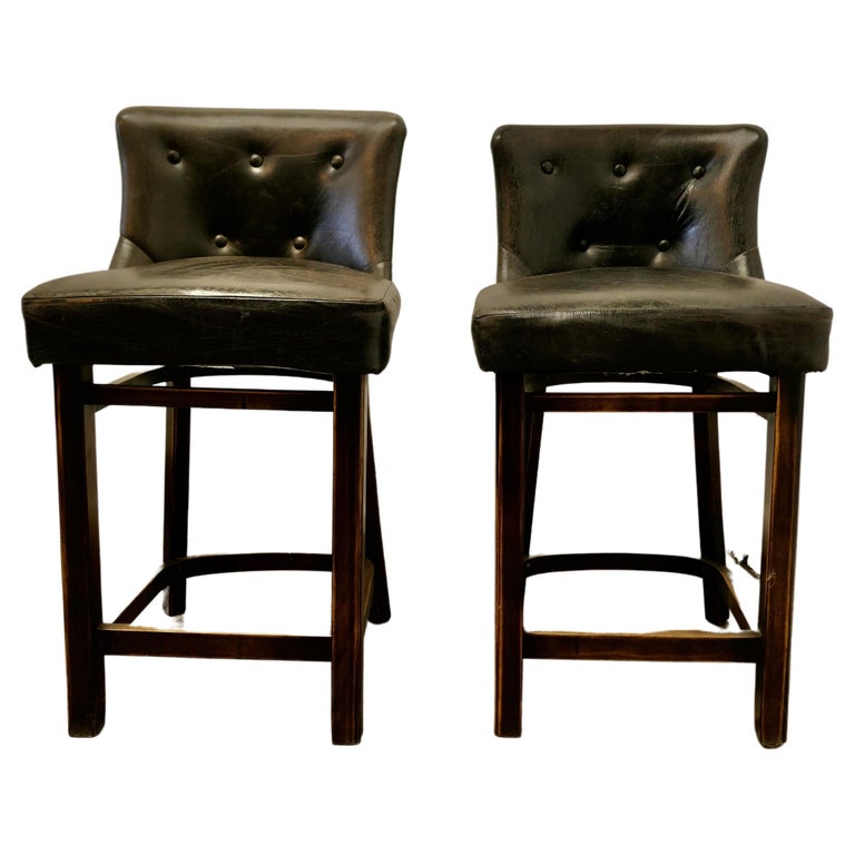 Pair of Leather Seat High BarStools Bar or Kitchen Stools These Are a