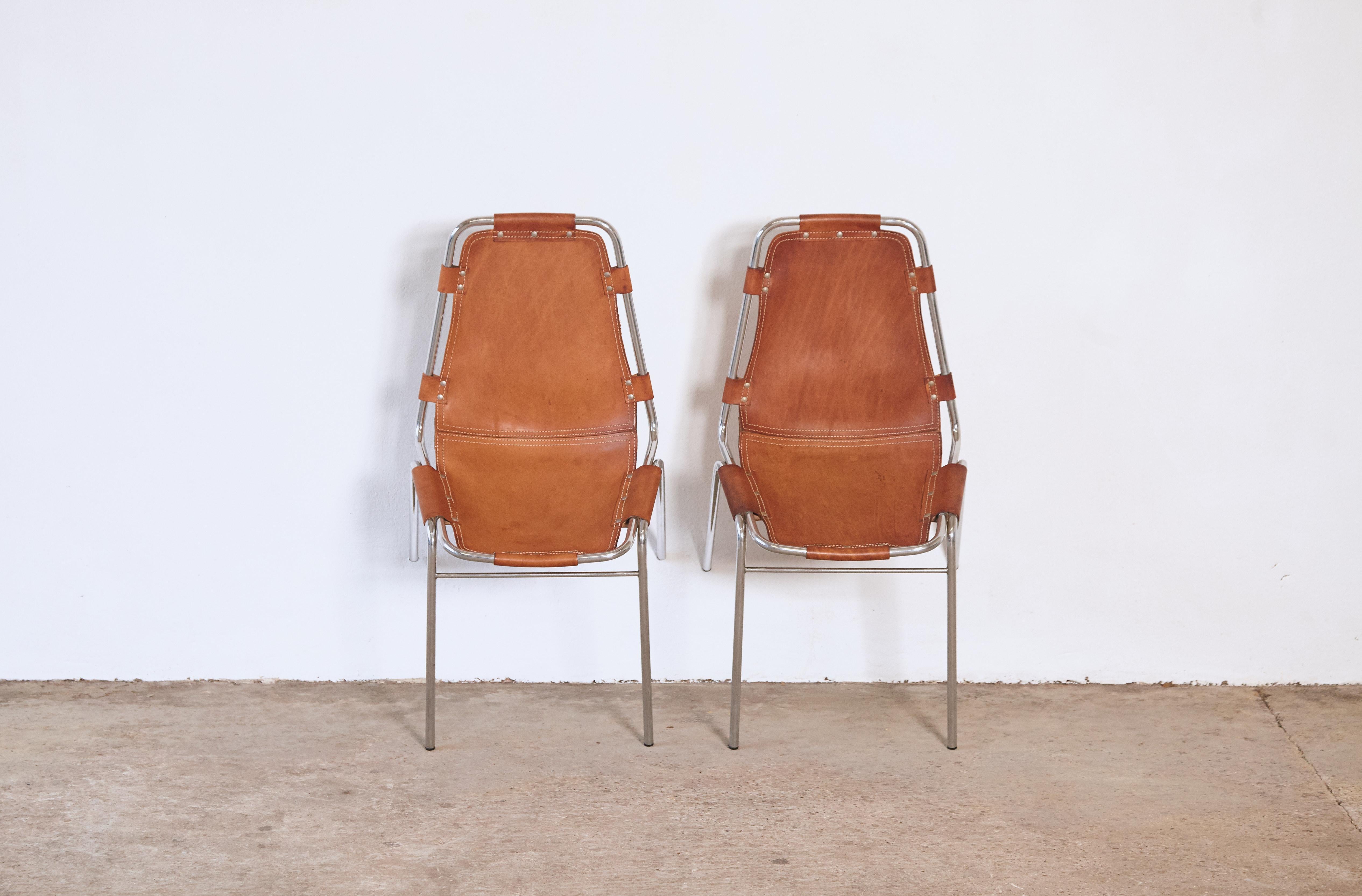 20th Century Pair of 'Les Arcs' Chairs Selected by Charlotte Perriand, 1970s