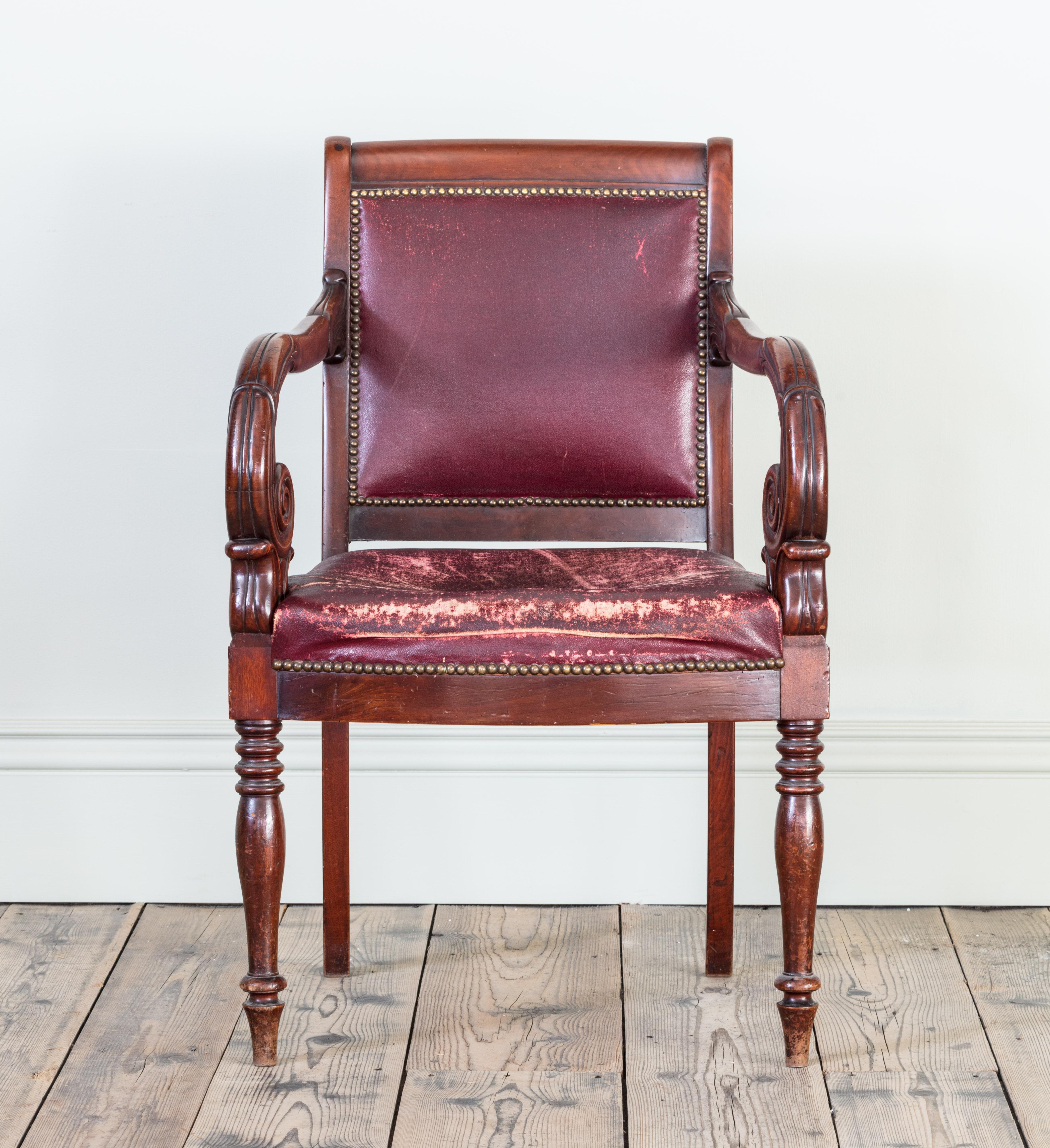 William IV Pair of Library Chairs in the Manner of Mack, William, and Gibton