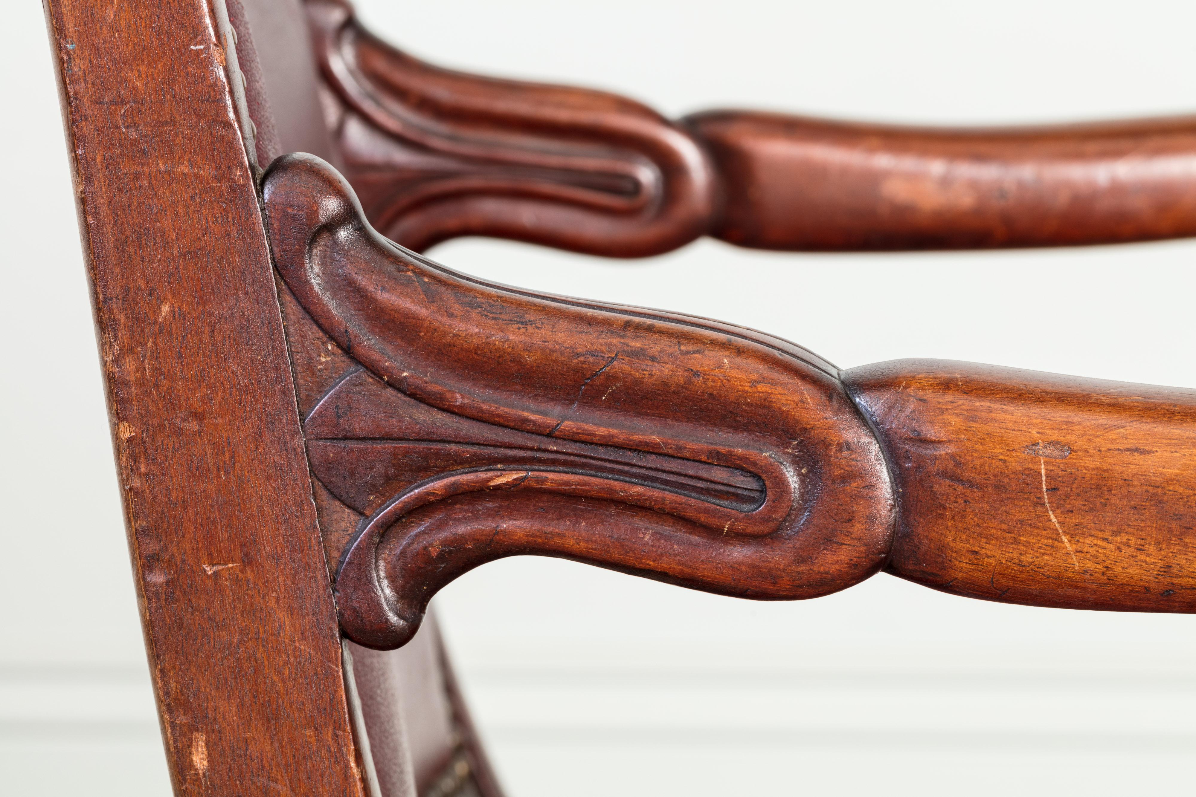 Hand-Carved Pair of Library Chairs in the Manner of Mack, William, and Gibton