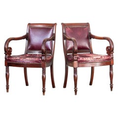 Antique Pair of Library Chairs in the Manner of Mack, William, and Gibton