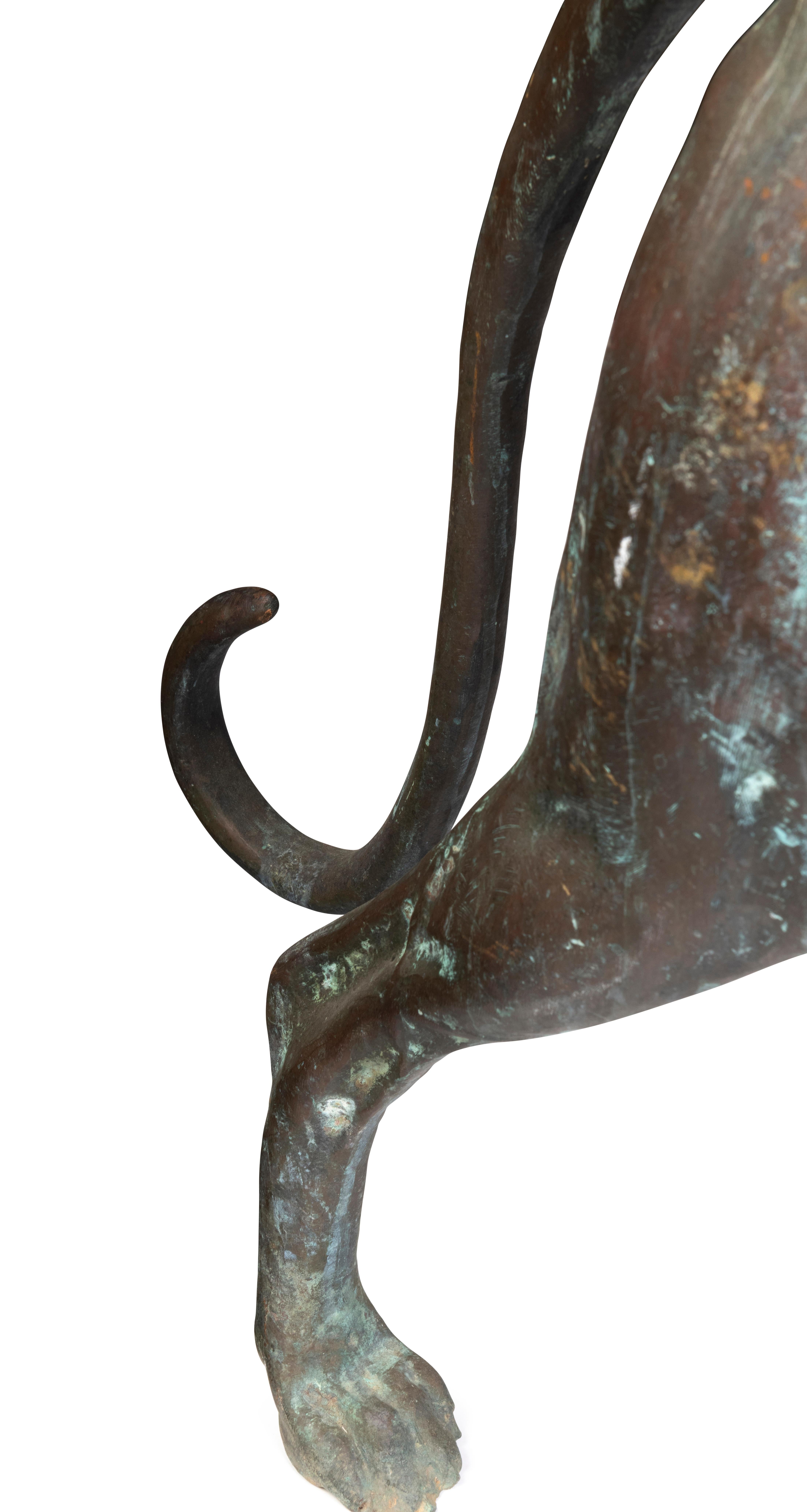 Cast A Pair of Life Size Bronze Sighthounds For Sale