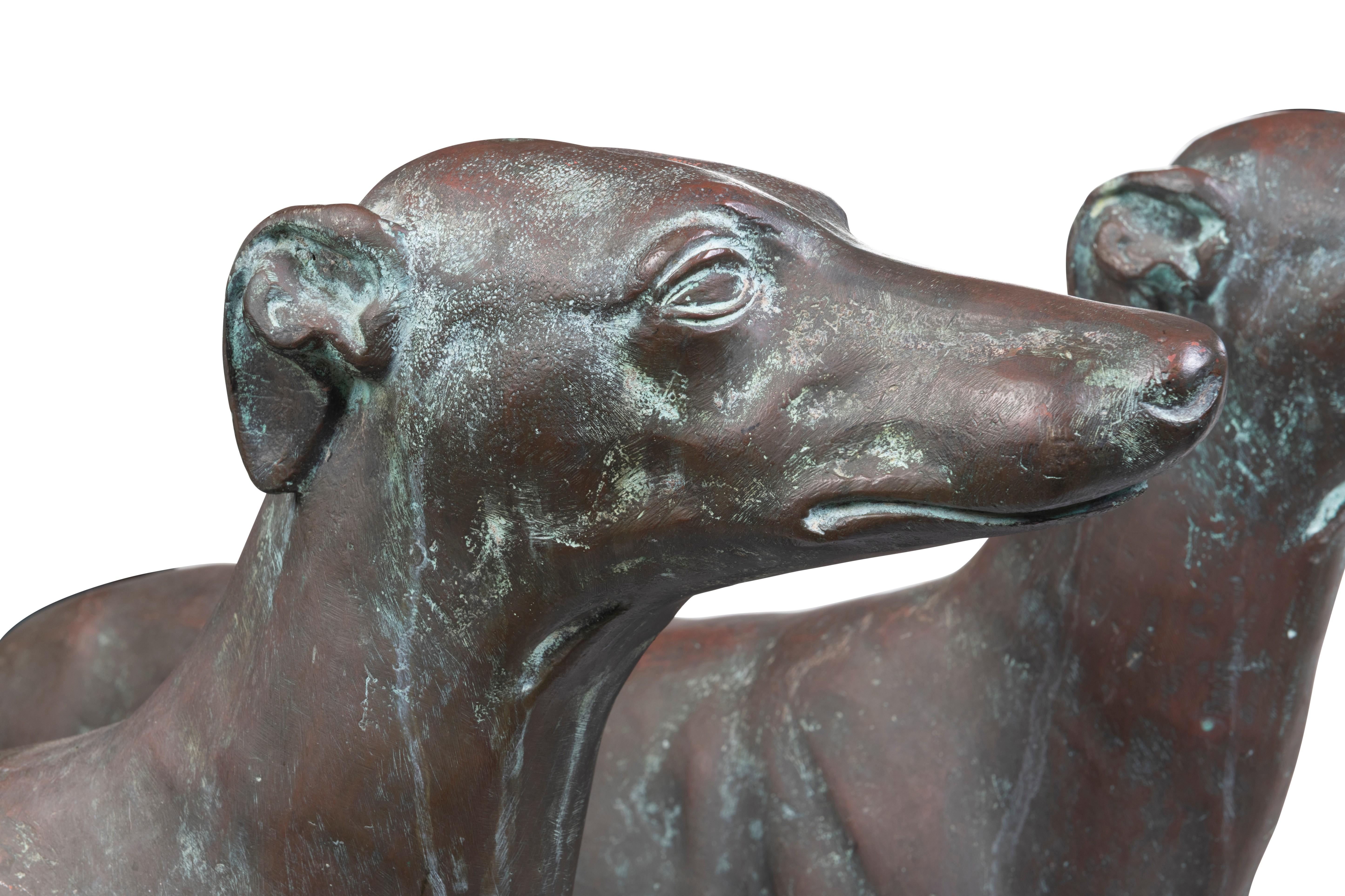 A Pair of Life Size Bronze Sighthounds In Good Condition For Sale In ARMADALE, VIC
