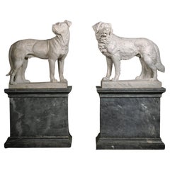 Pair of Life Size Statuary Marble Dogs, Attributed to Raffaello Romanelli