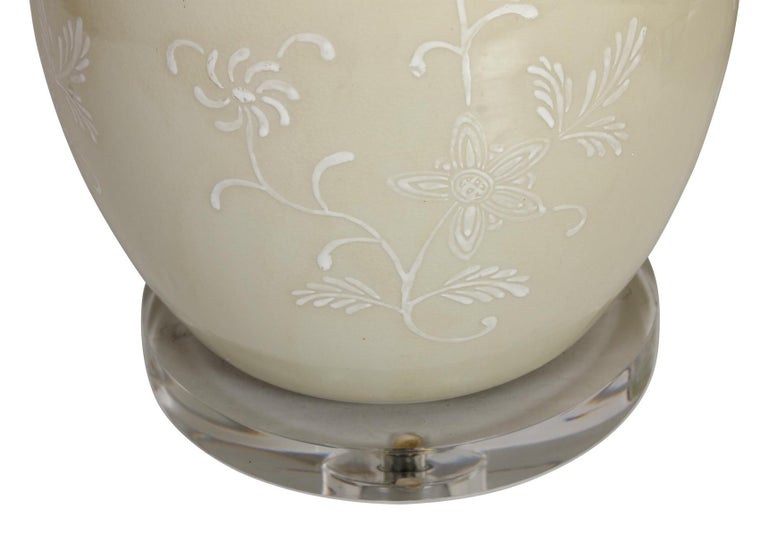 Pair of Light Grey Ceramic Lamps For Sale at 1stDibs