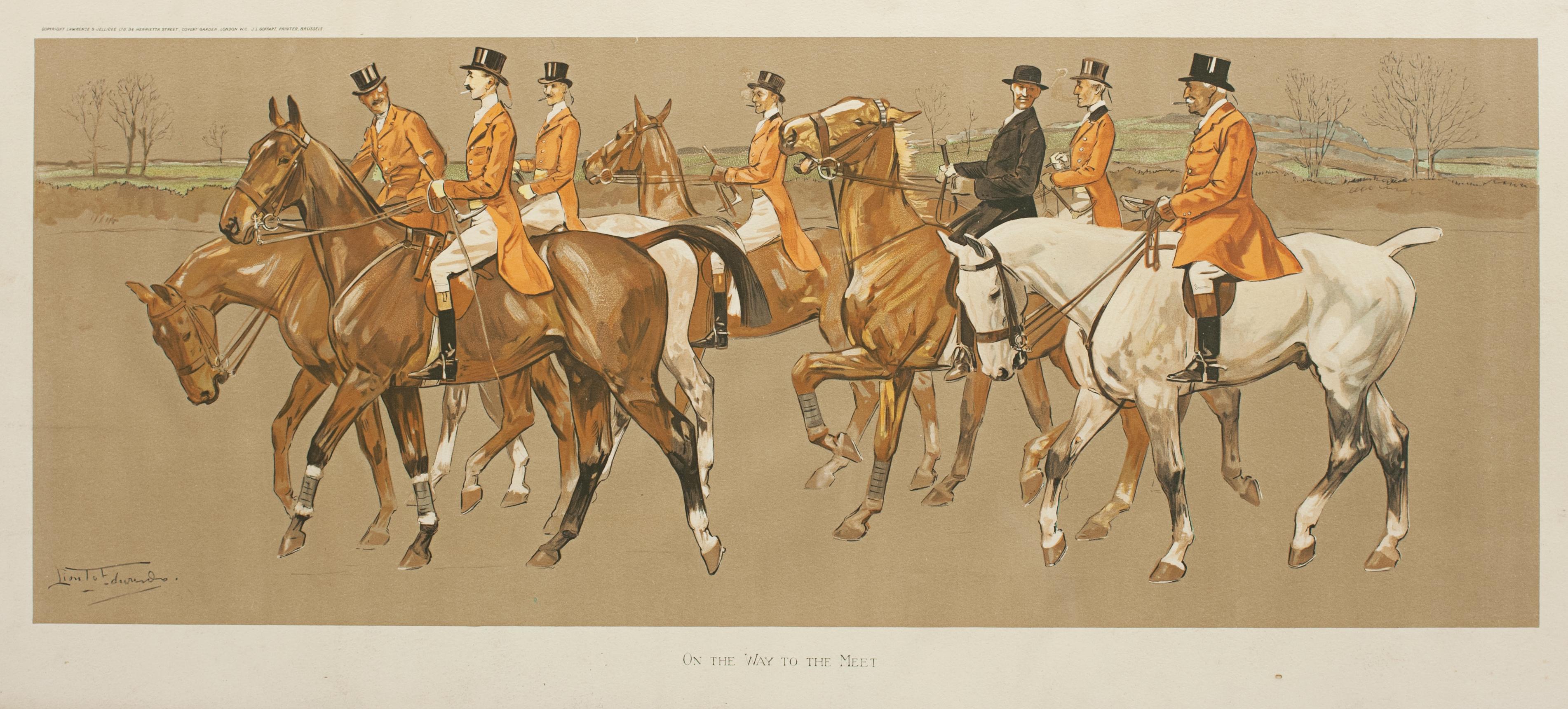 British Pair of Lionel Edwards Equestrian Fox Hunting Prints