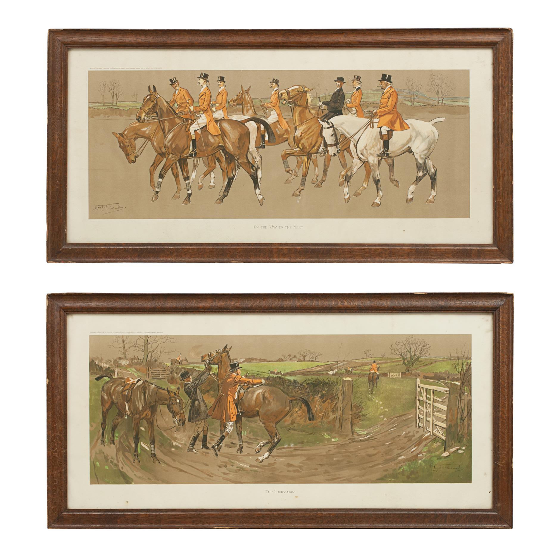 Pair of Lionel Edwards Equestrian Fox Hunting Prints
