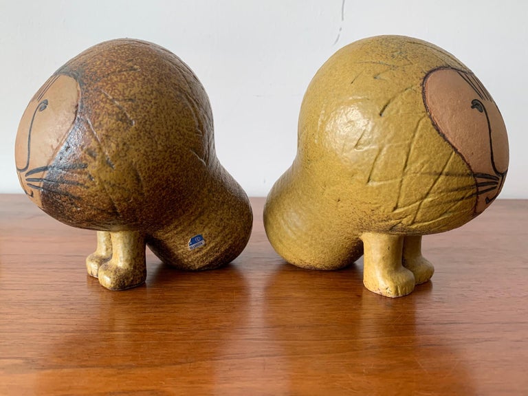 Pair of Lisa Larson Lion Sculptures Gustavsberg For Sale at 1stDibs