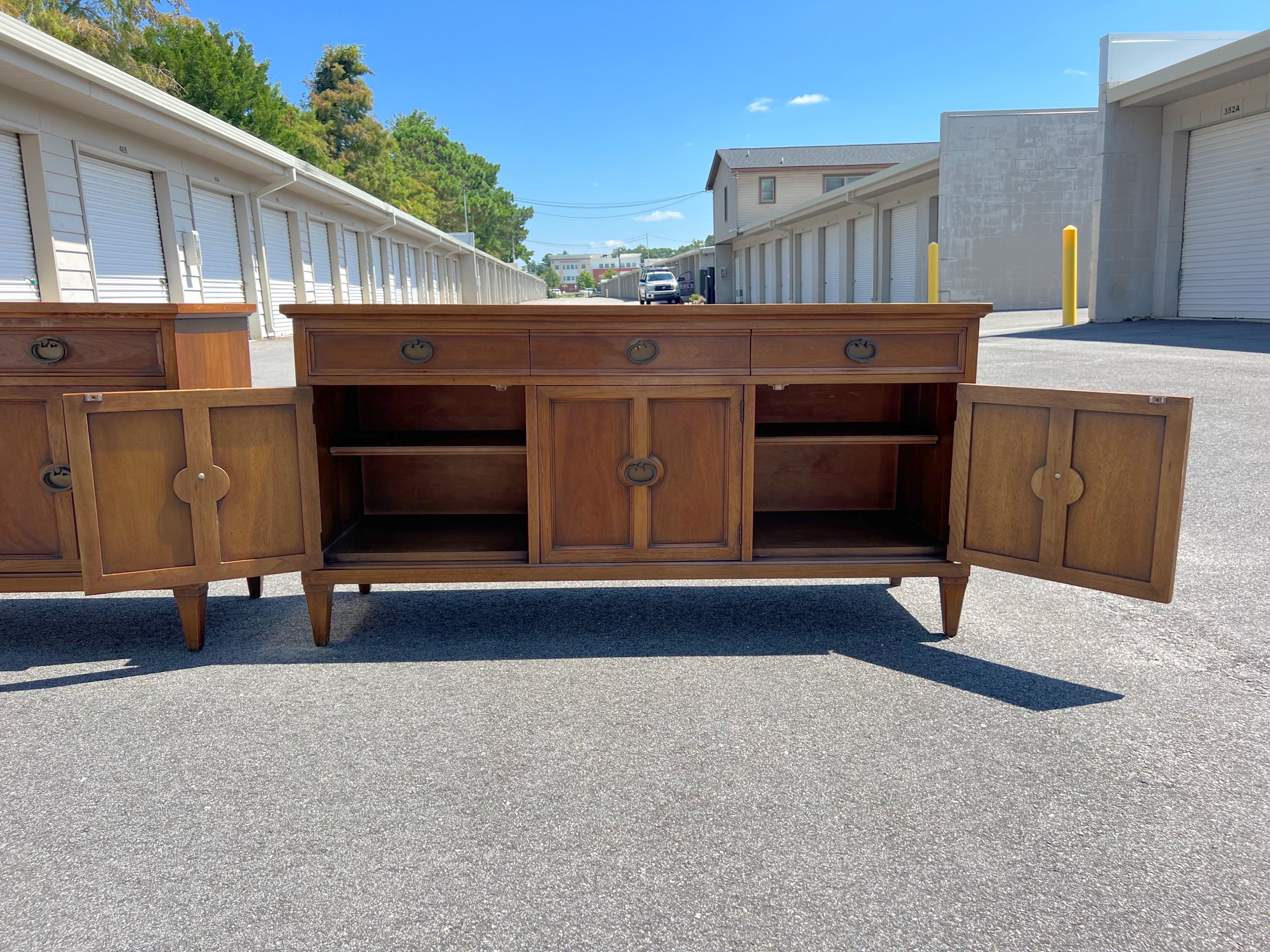A pair of long Vintage 1970’s Transitional Matching Credenzas/sideboards  3