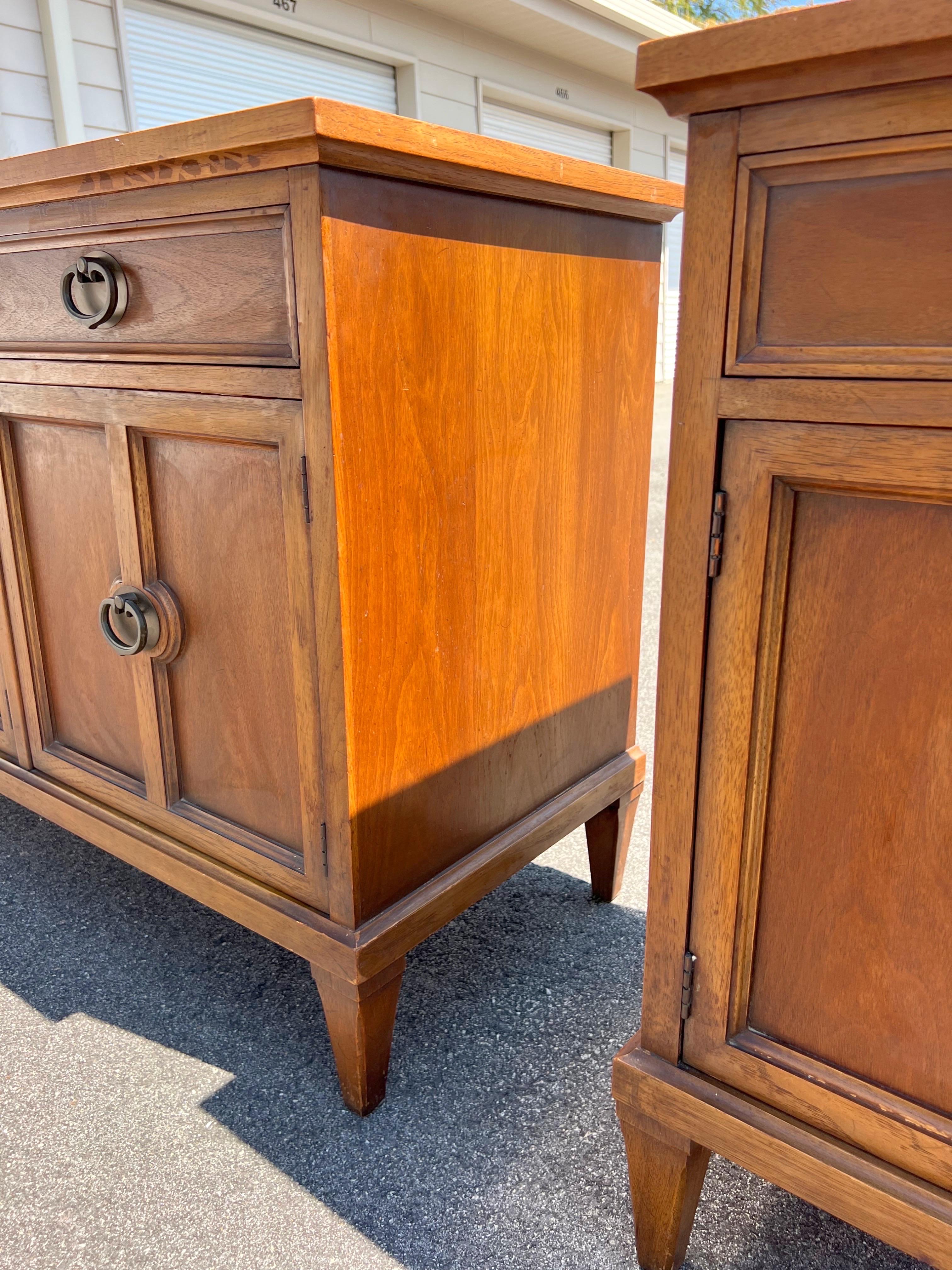 A pair of long Vintage 1970’s Transitional Matching Credenzas/sideboards  8