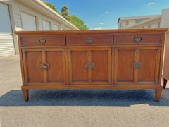 A pair of long Vintage 1970’s Transitional Matching Credenzas/sideboards