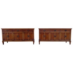 A pair of long Vintage 1970’s Transitional Matching Credenzas/sideboards