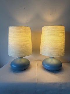 Pareja de lámparas de sobremesa Lotte and Gunnar Bostlund de bulbo de cerámica azul ca' 1960