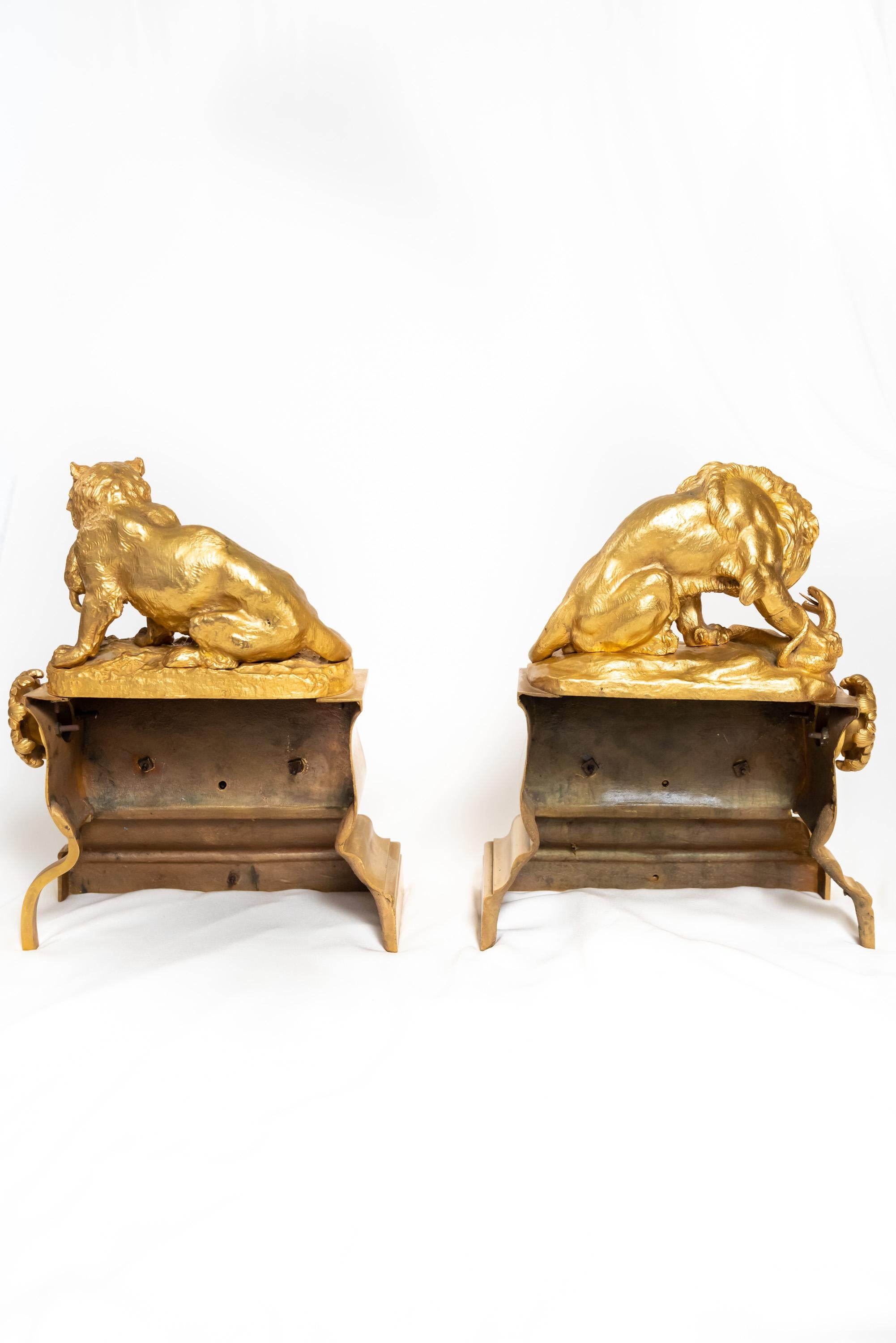 A Pair of Louis Philippe Era Animalier Chenets For Sale 8