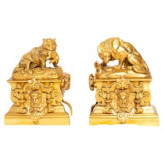 A Pair of Louis Philippe Era Animalier Chenets