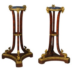 Antique A Pair of Louis Philippe Period Gilt-Bronze, Mahogany and Lapis Guéridons