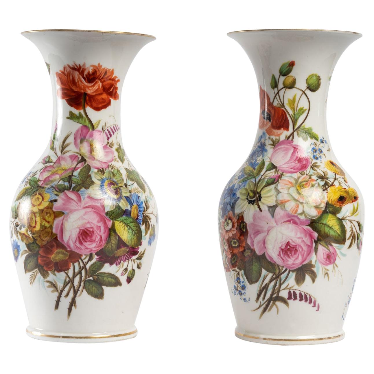 Pair of Louis Philippe Porcelain Vases