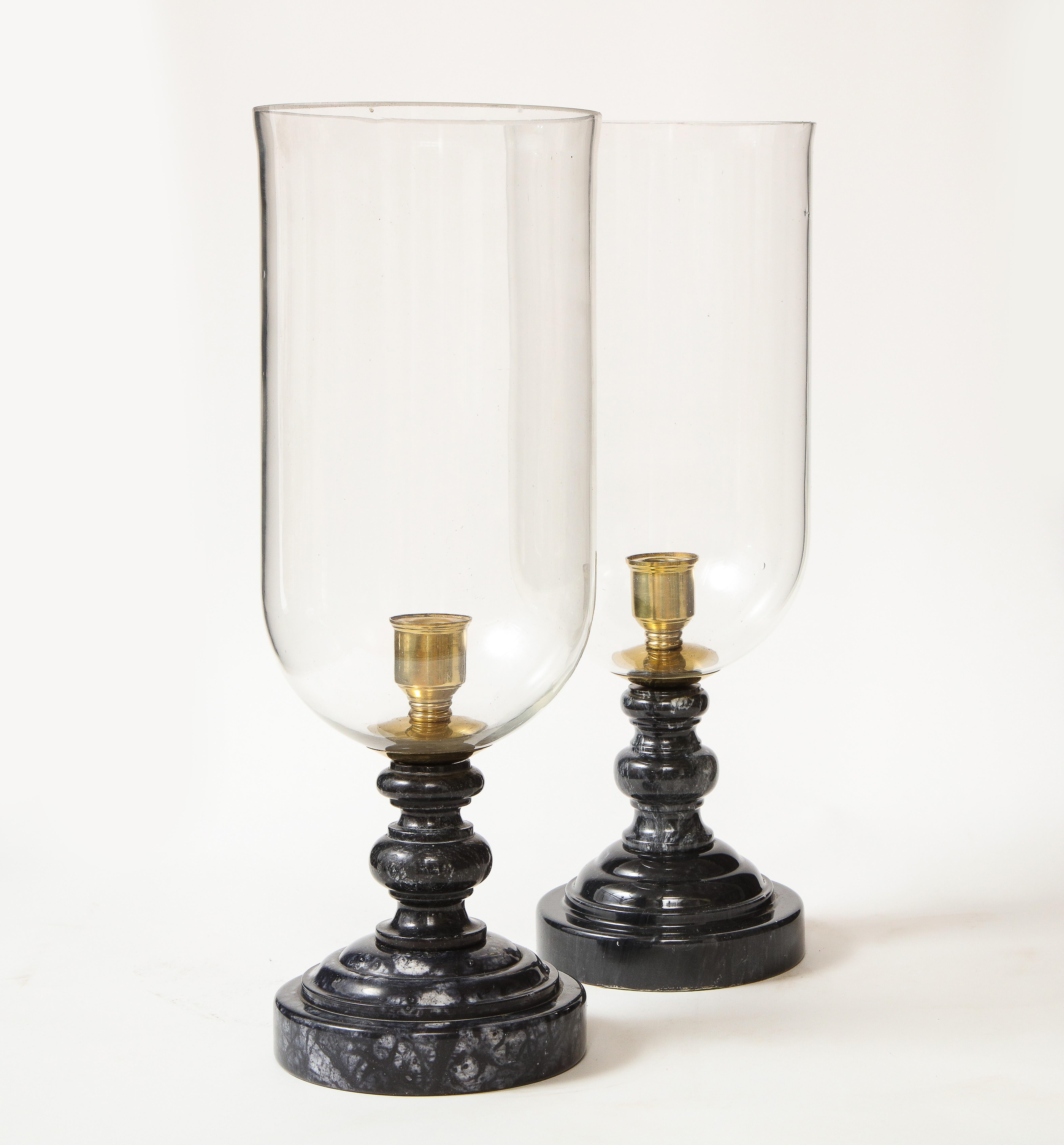French Pair of Louis XIV Style Black Marble Photophores