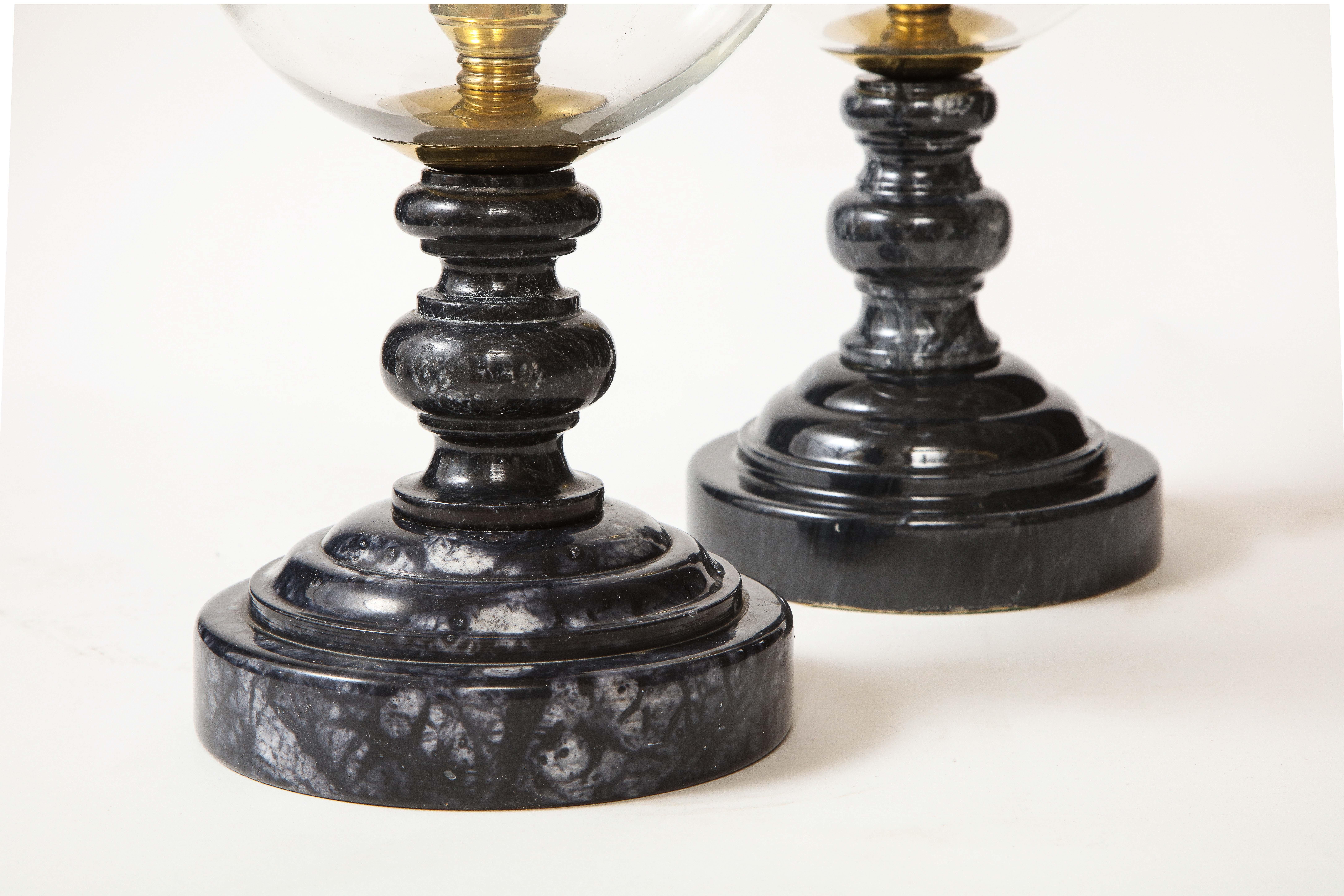 20th Century Pair of Louis XIV Style Black Marble Photophores