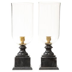 Pair of Louis XIV Style Black Marble Photophores