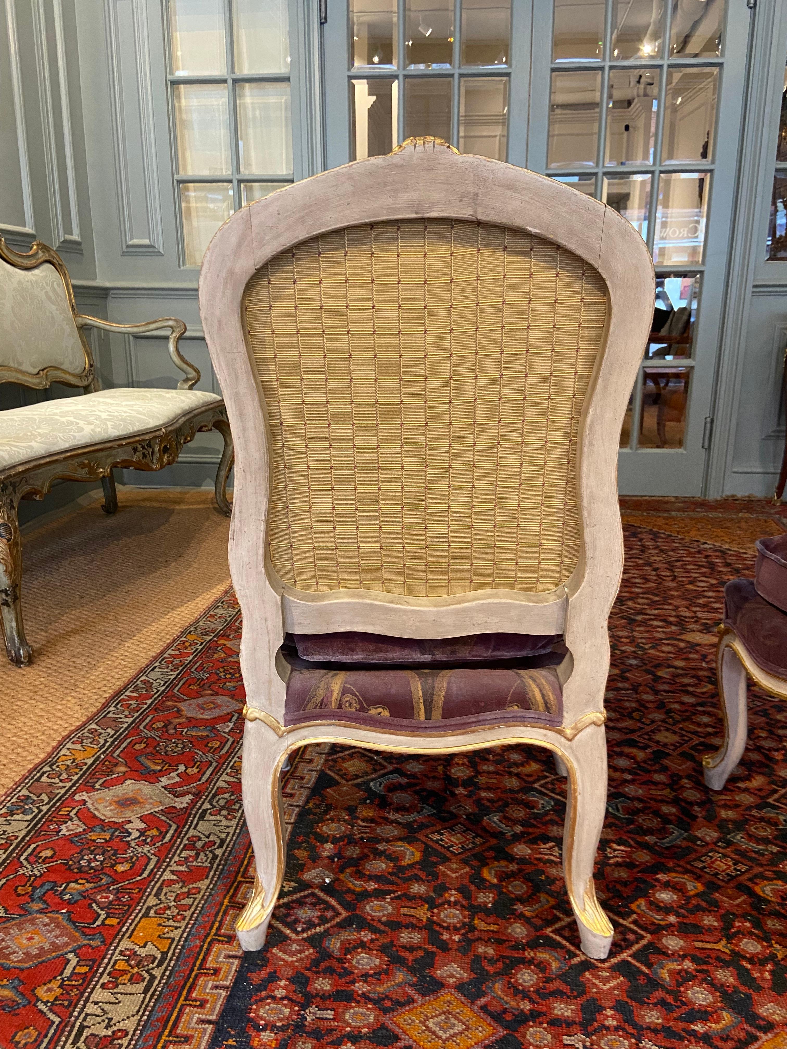 Wood A Pair of Louis XV Painted and Gilded Salon Chairs 'Mid 18th Century'